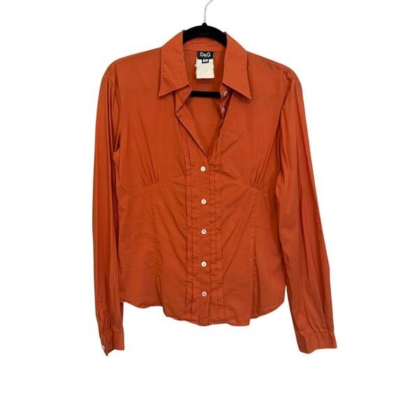 Vintage D&G Dolce & Gabbana Button Up Shirt Womens S Orange Office Preppy Italy - Picture 1 of 12